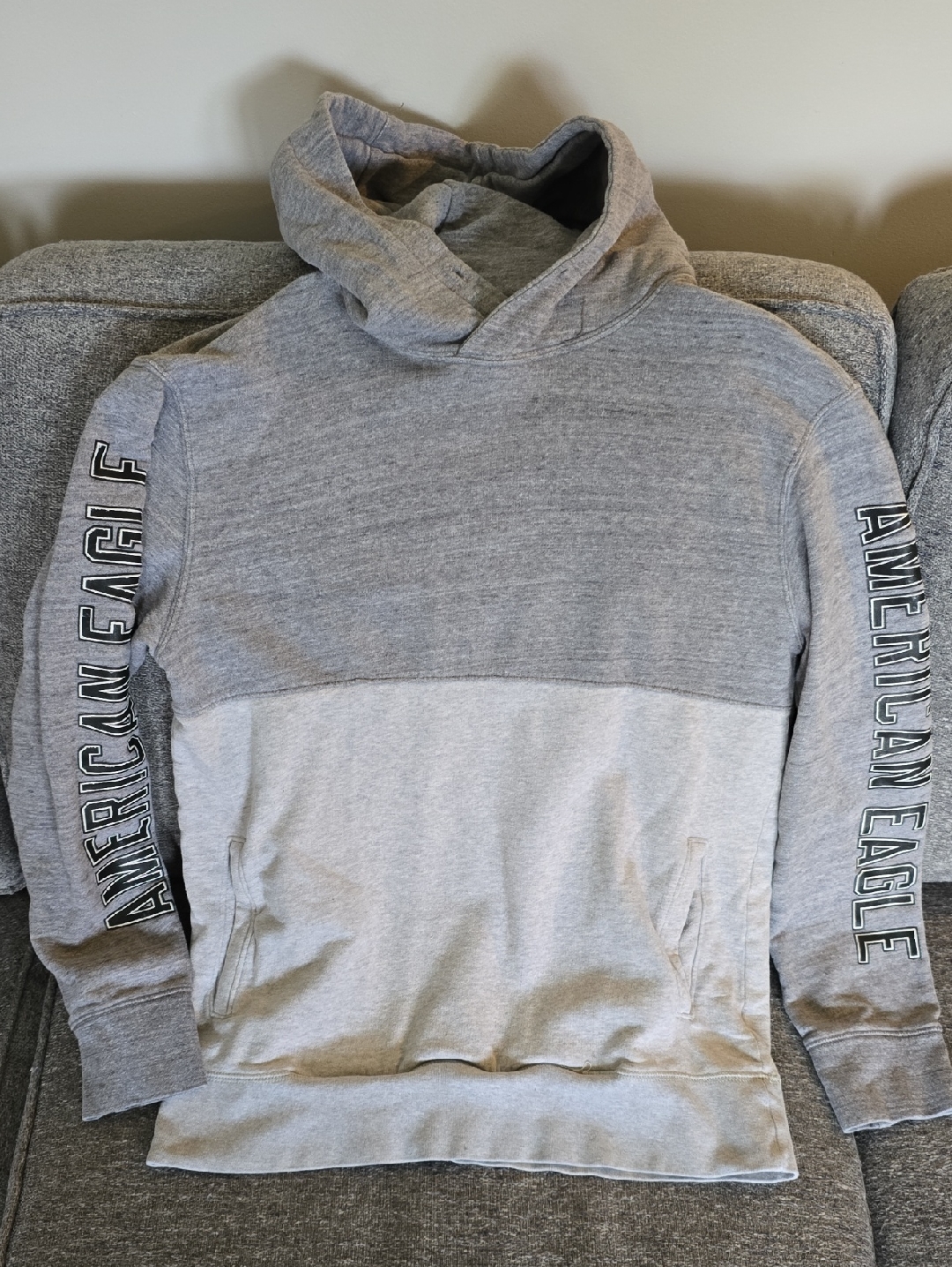 American Eagle Outfitters Light Gray Two-Tone Pullover Hoodie
